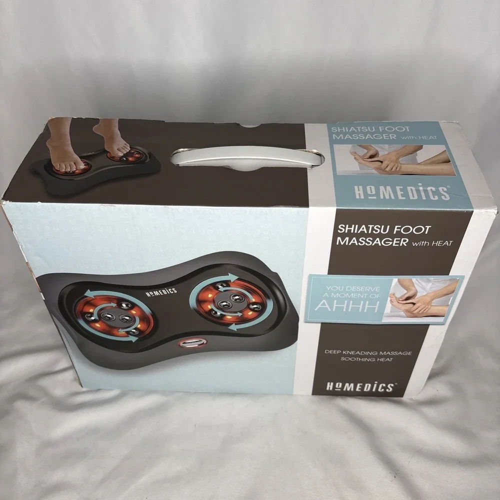 Homedics SHIATSU FOOT MASSAGER Deep Kneading With Heat FMS-155HBK New‎ In Box